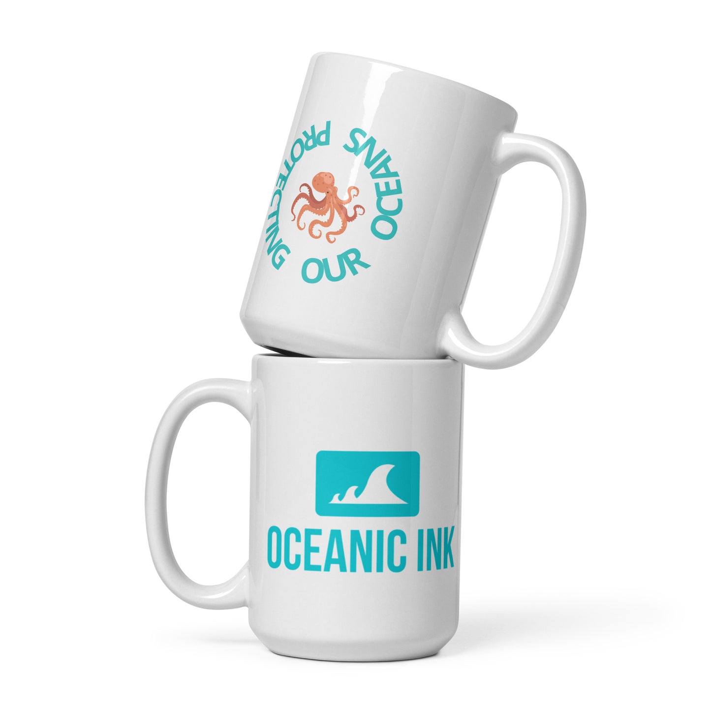 Oceanic Ink Protect Our Oceans White glossy mug